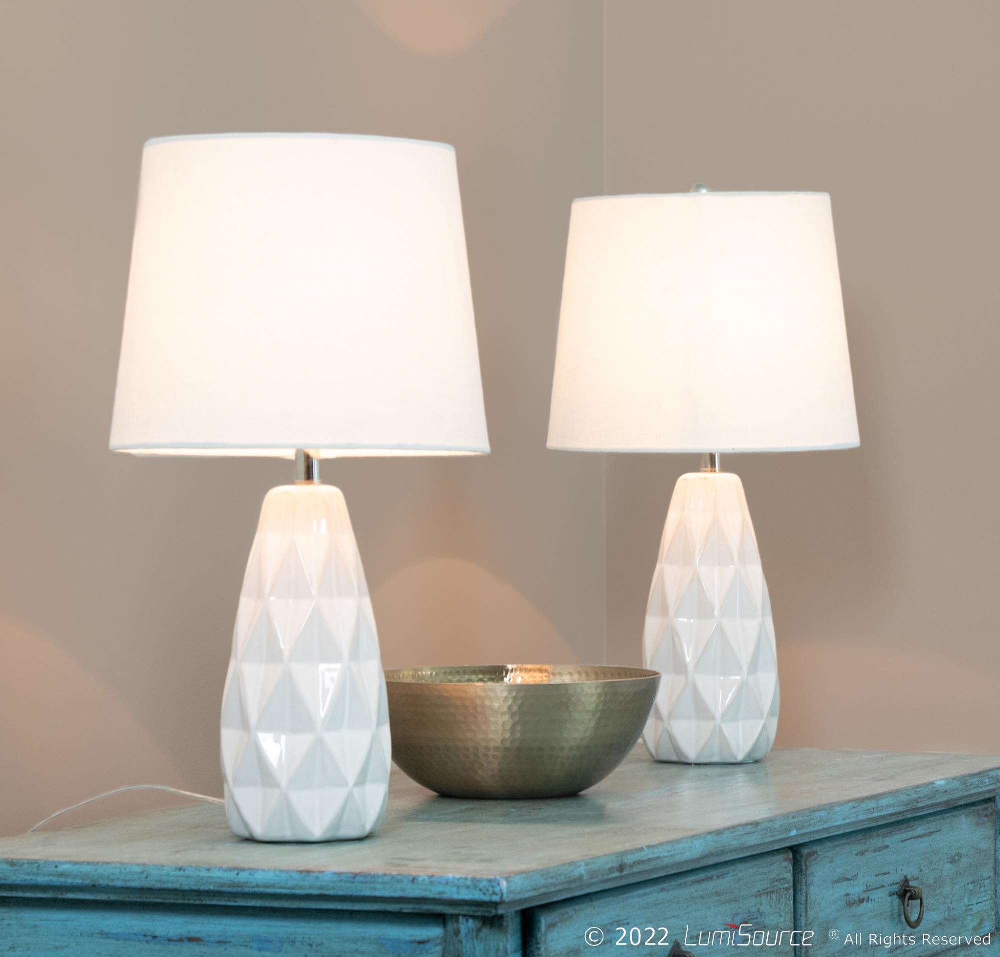 Hex 20" Ceramic Accent Lamp - Set Of 2